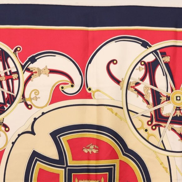 HERMES Carre 90 Scarf ""WASHINGTON'S CARRIAGE"" Silk Navy Auth BA6382 - Picture 3 of 16